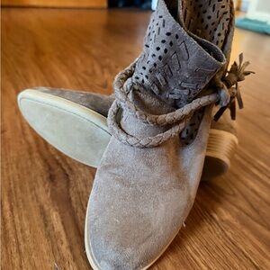 Report Taupe Suede Ankle Booties